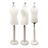 Children Kids Age 2-4 Years Tailors Dummy Mannequin, White Torso Bust with a White Wood Round Base